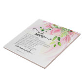 1コリント13:4-8愛は患者ピンクマグノリア タイル (側面)