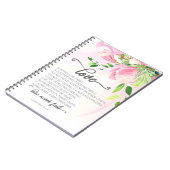 1コリント13:4-8愛は患者ピンクマグノリア ノートブック (左側)