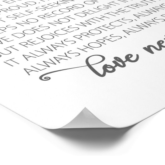 1コリント13:4-8愛は患者ピンクマグノリア ポスター (角)