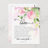 1コリント13:4-8愛は患者ピンクマグノリア ポストカード (正面/裏面)