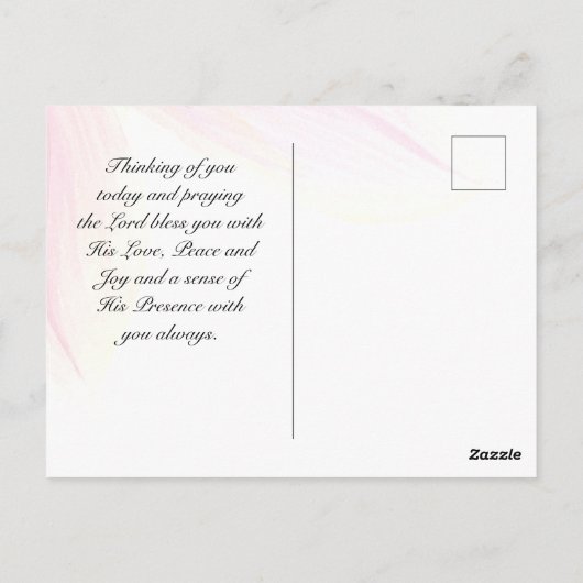 1コリント13:4-8愛は患者ピンクマグノリア ポストカード (裏面)