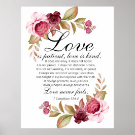 1コリント13:4-8愛は患者フローラ聖書 ポスター
