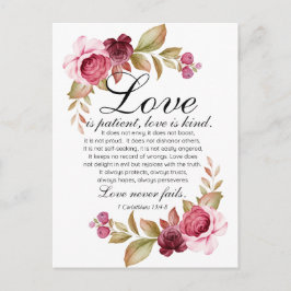 1コリント13:4-8愛は患者フローラ聖書 ポストカード