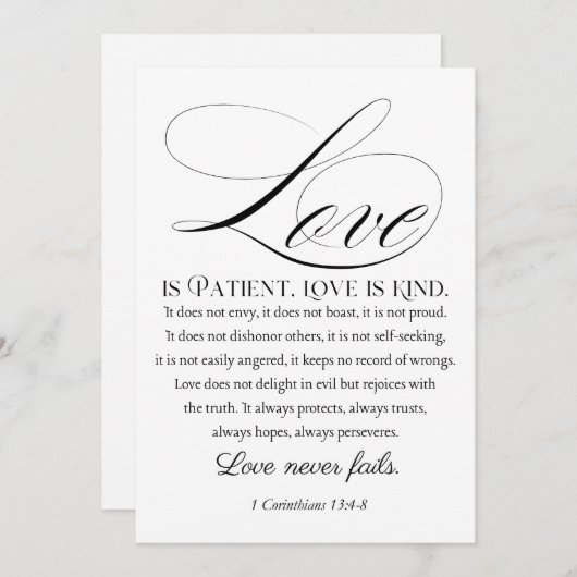 1コリント13:4-8愛は我慢強い結婚聖句である シーズンカード (正面/裏面)