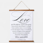 1コリント13:4-8愛は我慢強い結婚聖句である 吊り下げ型タペストリー (正面)