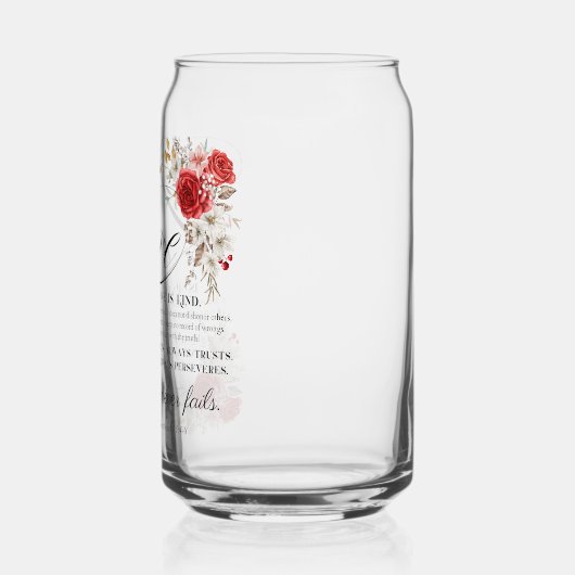 1コリント13:4-8愛は我慢強い聖書のフローラ ガラス缶 (左)