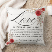1コリント13:4-8愛は我慢強い聖書のフローラ クッション (ブランケット)