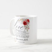 1コリント13:4-8愛は我慢強い聖書のフローラ コーヒーマグカップ (正面左)