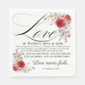 1コリント13:4-8愛は我慢強い聖書のフローラ スタンダードランチョンナプキン (正面)