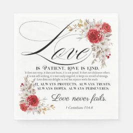 1コリント13:4-8愛は我慢強い聖書のフローラ スタンダードランチョンナプキン