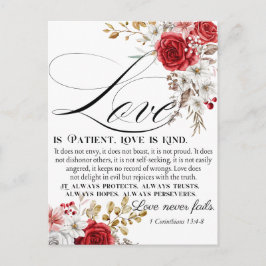 1コリント13:4-8愛は我慢強い聖書のフローラ ポストカード