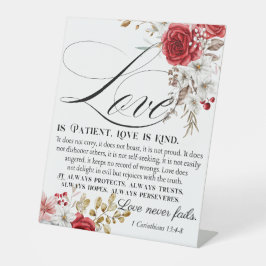 1コリント13:4-8愛は我慢強い聖書のフローラ 台座サイン