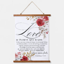 1コリント13:4-8愛は我慢強い聖書のフローラ 吊り下げ型タペストリー
