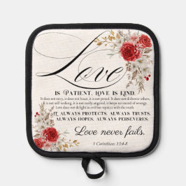 1コリント13:4-8愛は我慢強い聖書のフローラ 鍋敷き