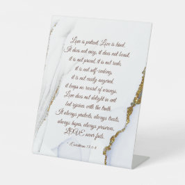 1コリント13:4-8愛は我慢強い聖書の節である 台座サイン