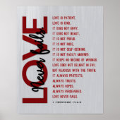 1コリント13:4-8聖書の聖句,グレイ・マルーン ポスター (正面)