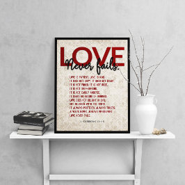 1コリント13:4-8聖書の聖句，ヴィンテージダマスク ポスター