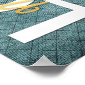 1コリント13:4-8聖書の聖句、ヴィンテージブルー ポスター (角)