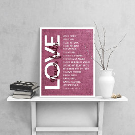 1コリント13:4-8聖書の聖句、ヴィンテージ・ブルゴーニュ ポスター