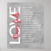 1コリント13:4-8聖書の聖句、灰色の傷 ポスター (正面)