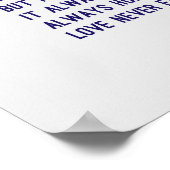 1コリント13:4-8聖書の聖句、金ゴールド、ダークブルー ポスター (角)