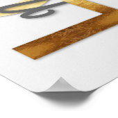 1コリント13:4-8聖書の聖句、金ゴールド、灰色 ポスター (角)