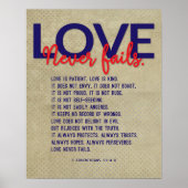 1コリント13:4-8聖書の詩，ヴィンテージタン ポスター (正面)