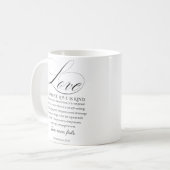 1コリント13:4-8 愛は忍耐強い 結婚式の引用 コーヒーマグカップ (正面左)
