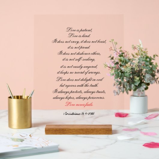 1コリント13:4-8 (NIV)アクリル標識 アクリルサイン (ウェディング)