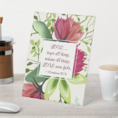 1コリント13:7愛は決して失敗しないクローバーフローラ 台座サイン (インサイチュ)