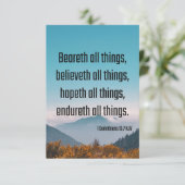 1コリント13:7聖書の聖なる書物、 経典Pic Greeting カード (スタンド正面)