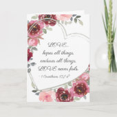 1コリント13:7-8愛はバレンタインを失敗しない カード (正面)