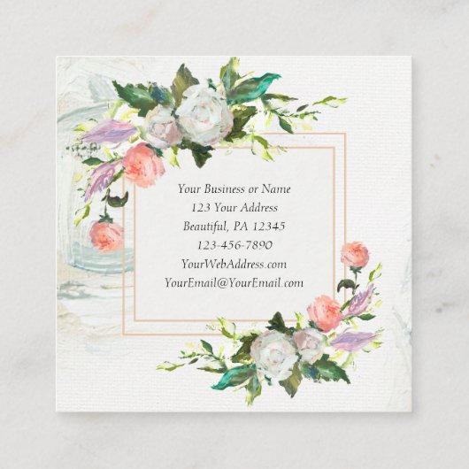 1コリント13:7-8愛は決して失敗しないバラ スクエア名刺 (裏面)