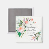 1コリント13:7-8愛は決して失敗しないバラ マグネット (正面/裏面)