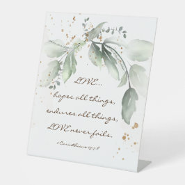 1コリント13:7-8愛は決して緑を失わない 台座サイン