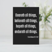 1コリント13:7 KJV聖書の聖なる書物、 経典挨拶 カード (スタンド正面)