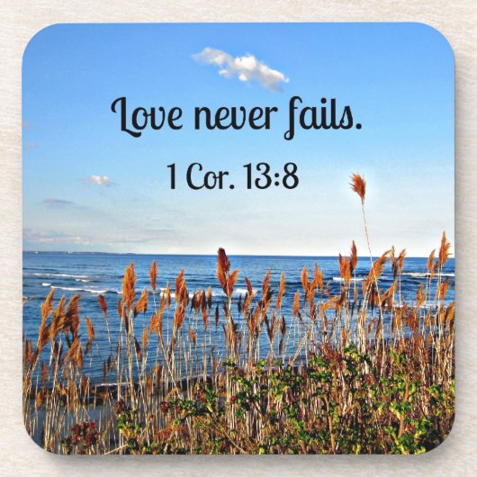 1コリント13:8愛は決して失敗しない。 コースター (正面)