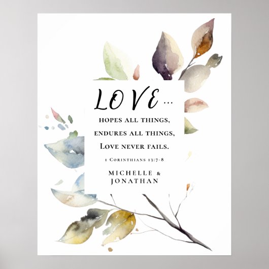 1コリント13:8愛は決して聖書を結婚破らない ポスター (正面)