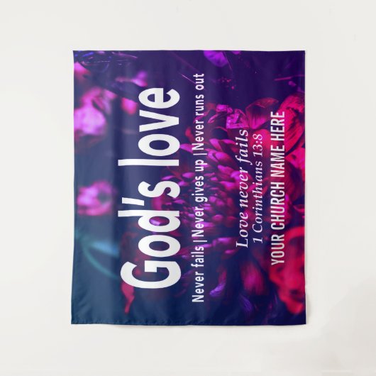 1コリント13:8神の愛は決して教会を滅ぼさない タペストリー (正面)