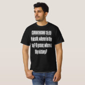 1コリント15章55節 聖書の詩 キリスト教の信仰を表現 Tシャツ (正面フル)