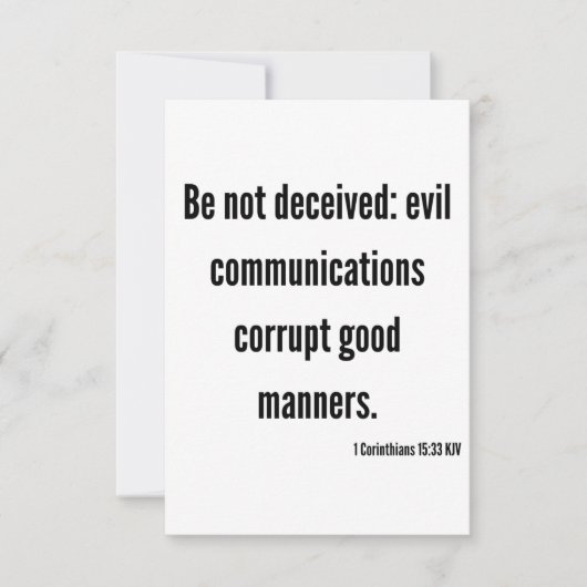 1コリント15:33 KJV聖書の詩フラットグリーティング カード (正面)