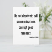 1コリント15:33 KJV聖書の詩フラットグリーティング カード (スタンド正面)