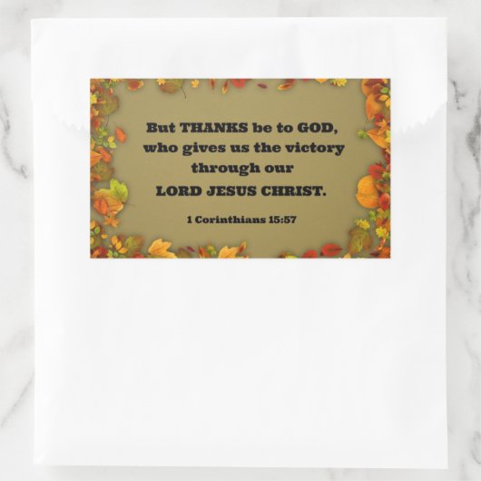 1コリント15:57しかし感謝してい神に行きなさい。 長方形シール (バッグ)