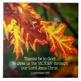 1コリント15:57感謝してい神に行け！ タイル