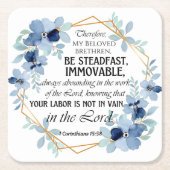 1コリント15:58節感動的フローラ スクエアペーパーコースター (正面)