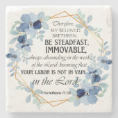 1コリント15:58節感動的フローラ ストーンコースター (正面)