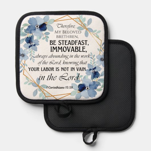 1コリント15:58節感動的フローラ 鍋敷き (正面/裏面)