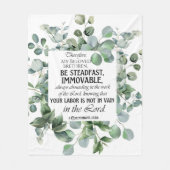 1コリント15:58 感動的聖句 フリースブランケット (正面)