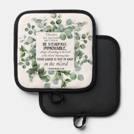 1コリント15:58 感動的聖句 鍋敷き