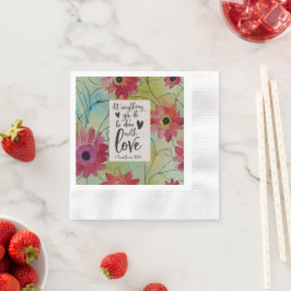 1コリント16 14すべて愛で行う 縁ありカクテルナプキン